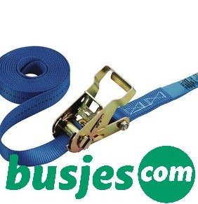 Spanband blauw, met ratelgesp en 2x fitting, 25mm x 1100 mm